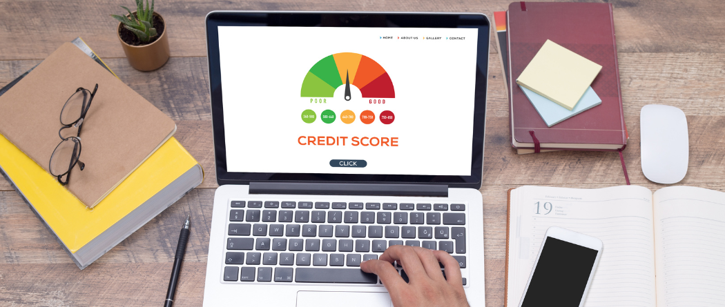 credit score meter on laptop